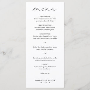 Elegante kalligrafie moderne trouwdag menu