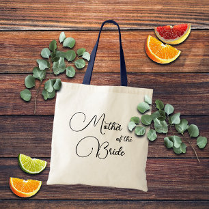 Elegante kalligrafie moeder van de bruid bruids- tote bag