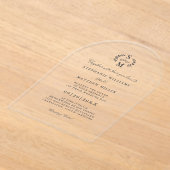 Elegante kalligrafie Monogram Crest Wedding Acryl Uitnodigingen (Laagn)