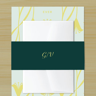 Elegante kalligrafie monogram minimalistische trou uitnodigingen wikkel