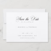 Elegante kalligrafie monogram zwart wit bruiloft save the date (Voorkant)