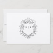Elegante kalligrafie monogram zwart wit bruiloft save the date (Achterkant)