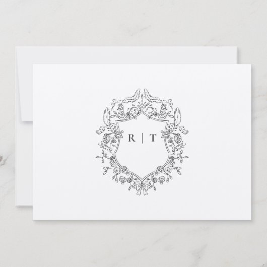 Elegante kalligrafie monogram zwart wit bruiloft save the date (Achterkant)