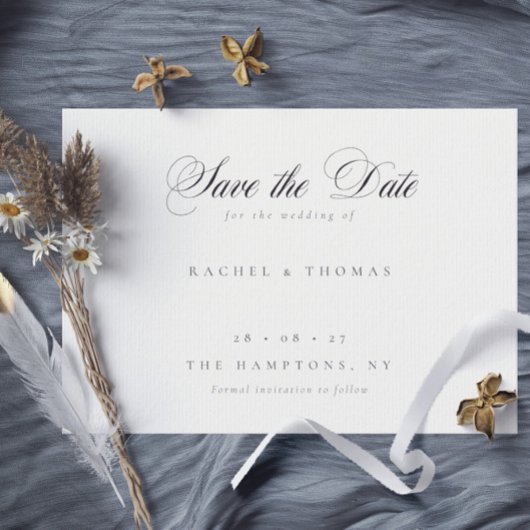 Elegante kalligrafie monogram zwart wit bruiloft save the date