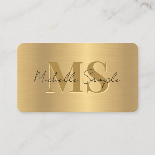 Elegante kalligrafie Naam QR Code Gold Monogrammed Visitekaartje (Voorkant)