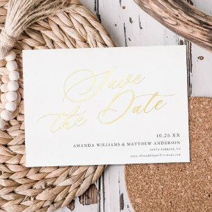 Elegante kalligrafie niet-foto save the date REAL Folie Uitnodiging
