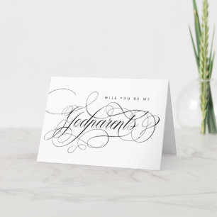 Elegante kalligrafie peetouders voorstel kaart