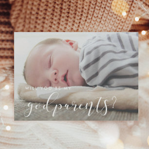 Elegante kalligrafie peetouders voorstel kaart