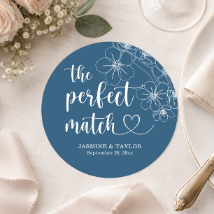 Elegante kalligrafie perfecte match bruiloft ronde kartonnen onderzetter
