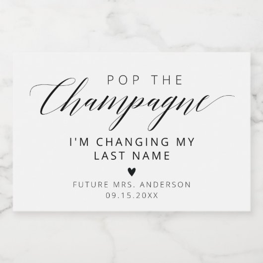 Elegante kalligrafie Pop De Champagne Sparkling Wijnetiket (Enkel label)