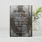 Elegante kalligrafie QR Code 2 vervaagde foto brui Kaart (Staand voorkant)