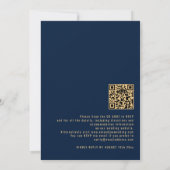 Elegante kalligrafie QR-code marineblauw goud brui Kaart (Achterkant)