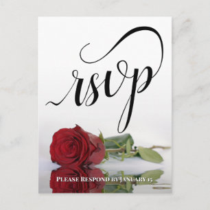 Elegante kalligrafie & Red Rose bruiloft RSVP Briefkaart