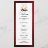 Elegante kalligrafie rood en gouden bruiloft programma (Voorkant)