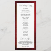 Elegante kalligrafie rood en gouden bruiloft programma (Achterkant)