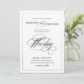 elegante kalligrafie roos goudbruiloft kaart (Staand voorkant)