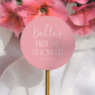 Elegante kalligrafie roze bruidsdouche favorietie ronde sticker