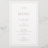 Elegante kalligrafie roze monogram bruiloft menu (Voorkant)