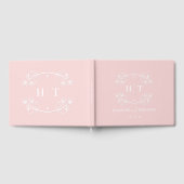 Elegante kalligrafie roze wit monogram bruiloft gastenboek (Volledig)