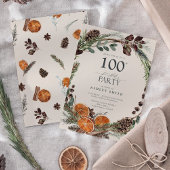 Elegante kalligrafie rustiek Sinaasappel 100e verj Kaart