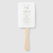 Elegante kalligrafie Sage Green Wedding Program Handwaaier (Voorkant)