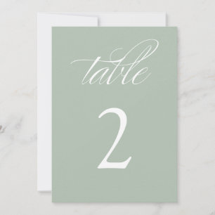 Elegante kalligrafie Sage Trouwtafelnummers Kaart