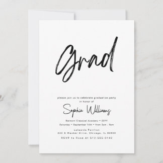 Elegante kalligrafie script afstudeerfeest kaart