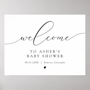 Elegante kalligrafie script baby shower welkom poster