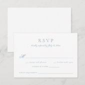 Elegante kalligrafie script blauwe trouw-RSVP Kaart (Voorkant / Achterkant)
