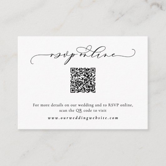 Elegante kalligrafie script bruiloft RSVP online Informatiekaartje (Voorkant)