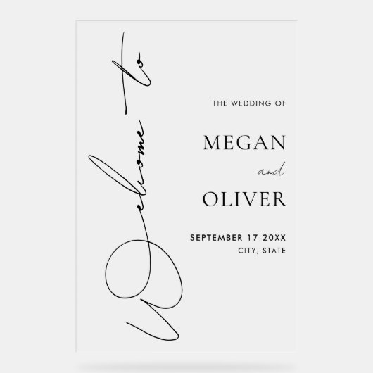 Elegante kalligrafie script bruiloft welkom Froste Acryl Bord (Voorkant)