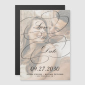 Elegante kalligrafie script foto bruiloft save dat magnetische uitnodiging (Voorkant / Achterkant)