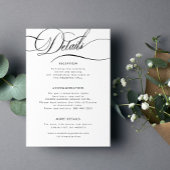 Elegante kalligrafie script gast bruiloft details informatiekaartje