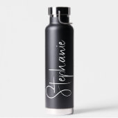 Elegante kalligrafie script gepersonaliseerde naam waterfles (Links)