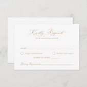 Elegante kalligrafie Script Gold Wedding RSVP-Kaar Kaart (Voorkant / Achterkant)