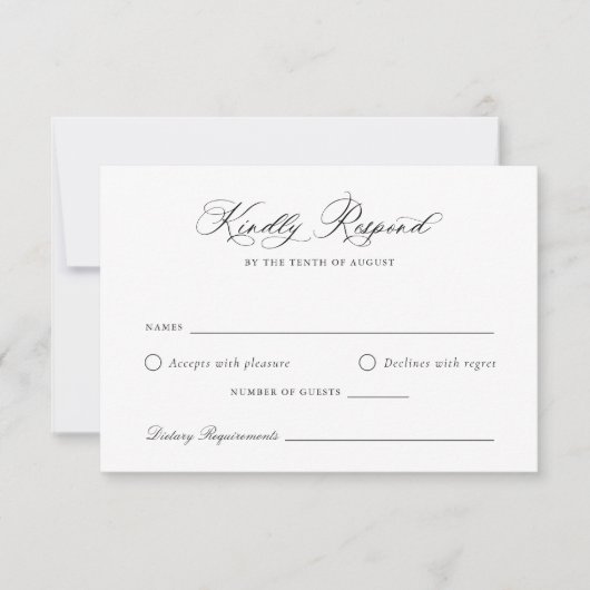 Elegante kalligrafie script huwelijks-RSVP kaart (Voorkant)