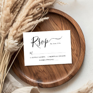 Elegante kalligrafie Script minimalistische bruilo RSVP Kaartje