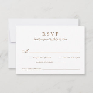 Elegante kalligrafie script olijfgoud bruiloft RSV Kaart