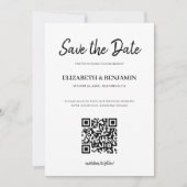 Elegante kalligrafie script QR-code foto bewaar de Save The Date (Voorkant)
