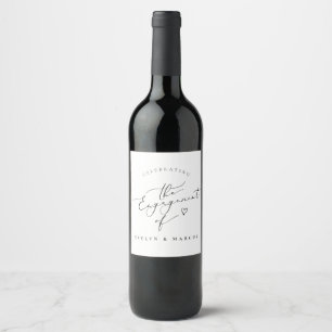 Elegante kalligrafie script verlovingsfeest wijn etiket