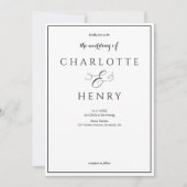 Elegante kalligrafie Script zwart & wit bruiloft Kaart (Voorkant)