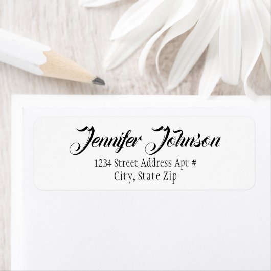 elegante kalligrafie script zwart-wit etiket (Insitu)