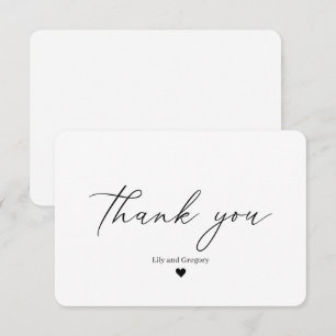 Elegante kalligrafie script zwart wit hart bedankkaart