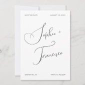 Elegante kalligrafie scriptnamen moderne bruiloft save the date (Voorkant)