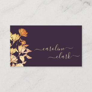 Elegante kalligrafie Signature Floral Plum Roos Visitekaartje