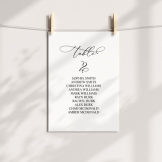 Elegante kalligrafie tafel nummer 2 zitplaatsen ka kaart