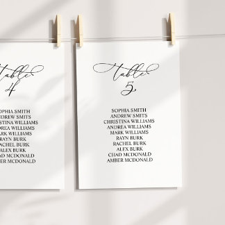 Elegante kalligrafie tafel nummer 5 zitplaatsen ka kaart