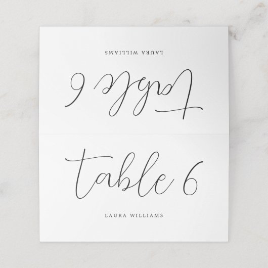 Elegante kalligrafie tafelkaart voor de bruiloft (Buitenkant ongevouwen)
