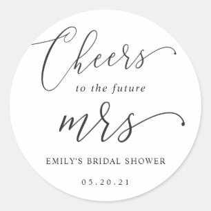 Elegante kalligrafie toekomstige mevrouw bruidsfee ronde sticker