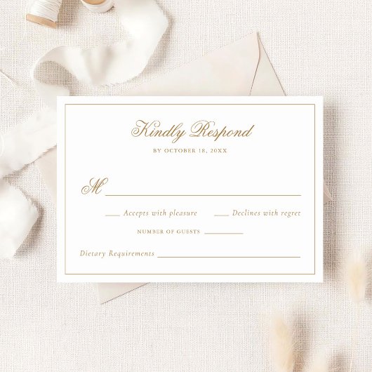 Elegante Kalligrafie Traditionele Gouden Bruiloft  Kaart